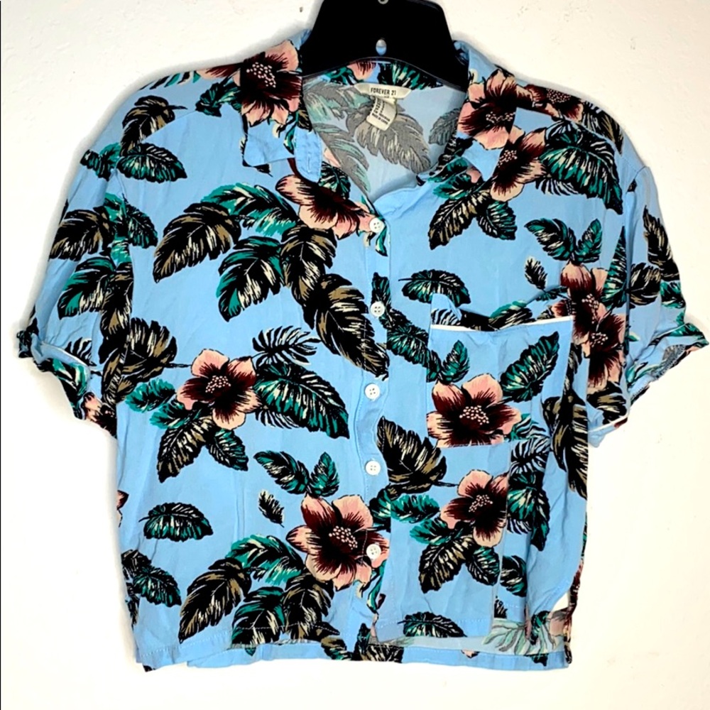 Floral button down crop top